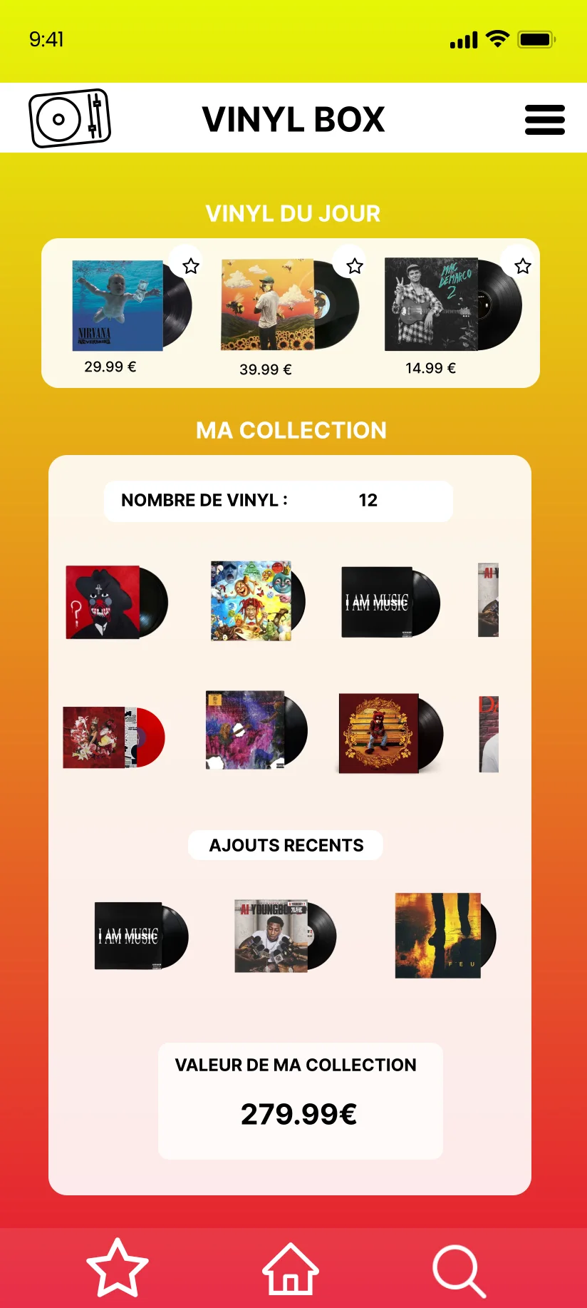 Accueil — Application Vinyl Box, visuel MGZ visuals