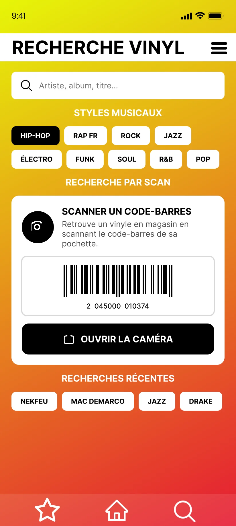Recherche — Application Vinyl Box, visuel MGZ visuals